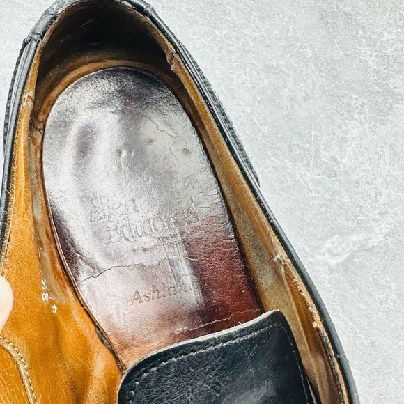 Allen Edmonds Ashland Men Sz 8.5 D Shoe Black Leather Wingtip Derby Brogue Lace - Picture 11 of 13